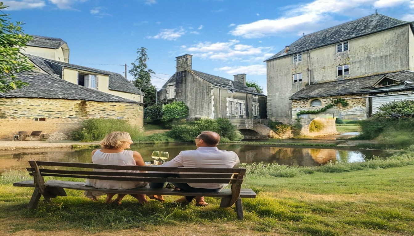2 Huizen en Voormalige Molen te Renoveren op 2,4ha met Rivier en Molenbeek